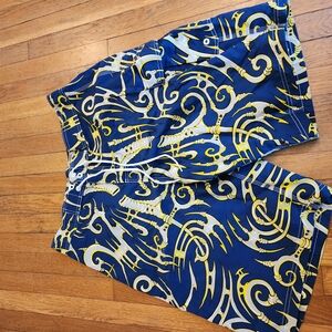 Blue and Yellow Patterned Shorts
